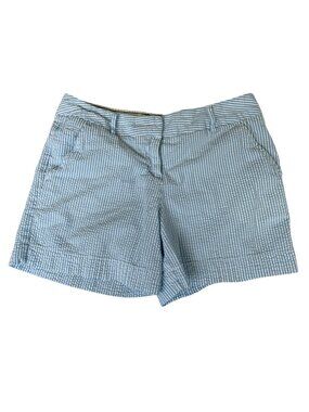Lands End Seersucker Blue White Striped Low Rise Shorts Size 4
